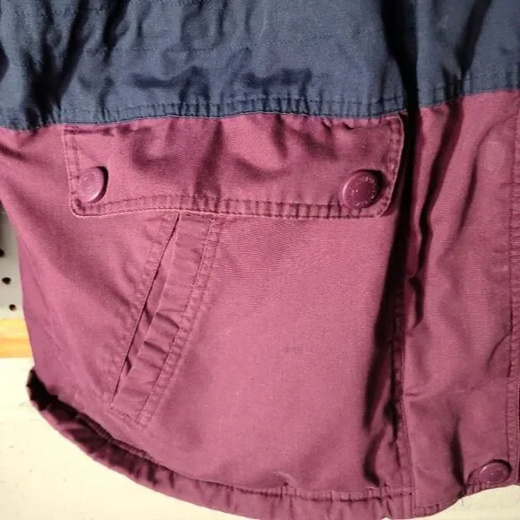 Vintage 90s Purple Navy Colorblock Hooded Parka Coat Medium/Large Retro Ski Jack - Picture 2 of 5